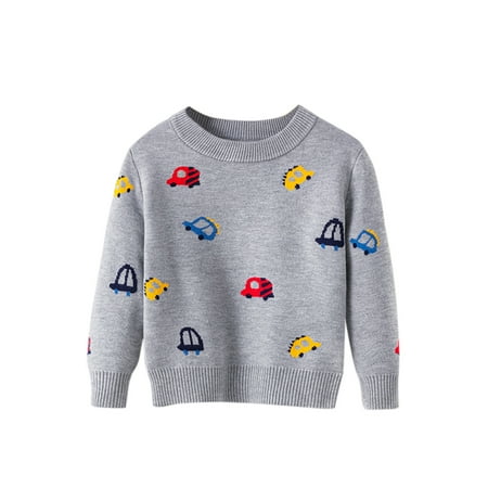 

Dadaria Toddler Sweater 2-7T Toddler Youth Teen Boys Girls Long Sleeve Cartoon Knit Print Sweater knitwear Gray 110 Toddler