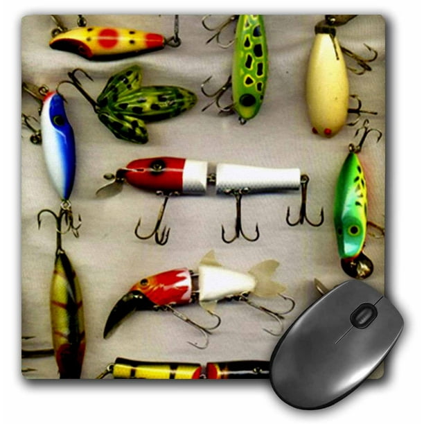 3dRose Old Lures Fishing, Mouse Pad, 8 by 8 inches