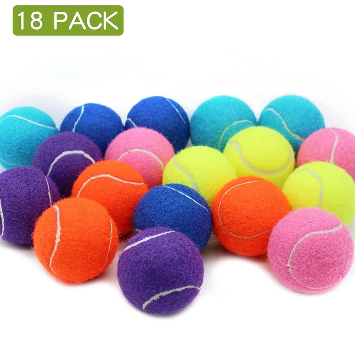 Magicorange Tennis Balls 2.58 inch, 18 Pack Training Practice Balls with Mesh Bag, Pet Dog Playing Balls (Multicolor)