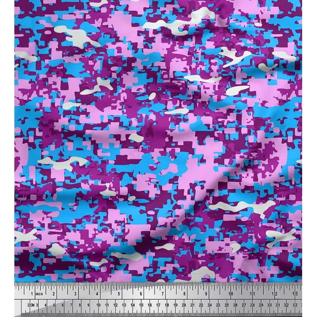 Soimoi polyester Crepe Fabric Two Tone Camouflage Decor Fabric Printed Yard 52 Inch Wide