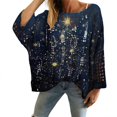 thumbnail image 2 of Women's Christmas Print Knitted Sweater Cardigan for Fall and Winter, Festive and Cozy, Ideal as Christmas Sweaters for Women and Christmas Gifts,Royal Blue,Size 2XL, 2 of 5
