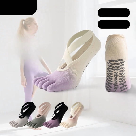 MaiYa 2-Pairs Yoga Socks for Women Non-Slip Grippy Yoga Socks with Toe Separation & Arch Support, Non-Slip Grip Socks for Pilates, Barre, Workout and Fitness