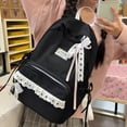 thumbnail image 4 of Aesthetic School Backpack with Lace Bow, Lace Trim School Backpack with Side Bowknot, Lightweight Computer Bag for Middle School College, Black, 4 of 8
