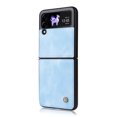 thumbnail image 4 of Compatible with Samsung Galaxy Z Flip 3 Case, Retro Anti-Drop Durable PU Leather Women Girls Men All Inclusive Reinforced Corners Case for Samsung Galaxy Z Flip 3 5G 2021, Lightblue, 4 of 11