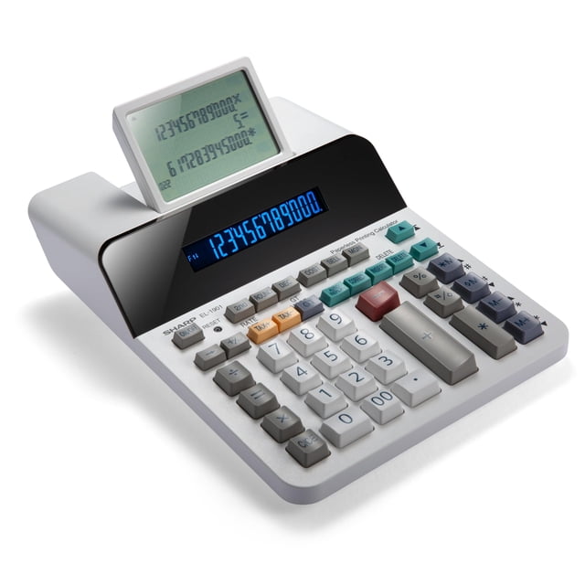 Sharp Calculatrice de Bureau Sans Papier avec Contrôle et Correction, Grand Écran Principal LCD à 12 Chiffres, Calculatrice/machine d'Addition avec Défilement L
