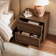 thumbnail image 3 of Treocho 2 Drawers Nightstand Set of 2, 18" Wood Finished w/Modern Concealed Handle, Walnut, 3 of 7