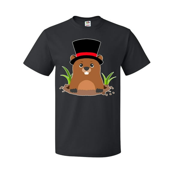 Inktastic Groundhog Day with Groundhog in Top Hat T-Shirt