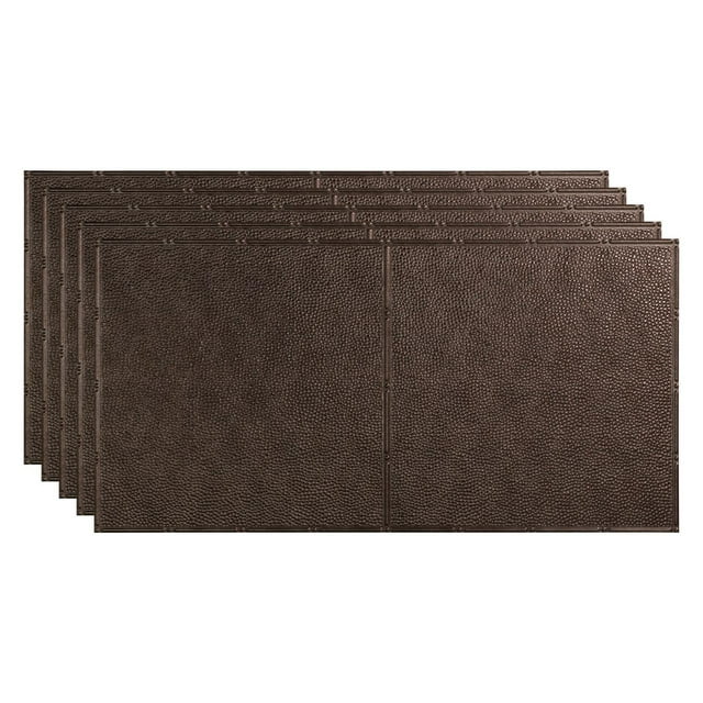 FASÄDE Border Fill Decorative Vinyl 2ft x 4ft Glue Up Ceiling Panel in Smoked Pewter (5 Pack)