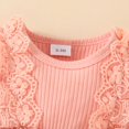 thumbnail image 5 of GYRATEDREAM Newborn Baby Girl Fall Winter Outfit Set Infant Toddler Floral Print Lace Trim Romper Dress Ruffles Long Sleeve Clothes with Bow Headband Pink for 0-18M, 5 of 8