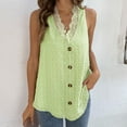thumbnail image 2 of BVnarty V Neck Beach Vacation Casual Loose Fit Tuinic Sleeveless Fashion Ladies Hawaiian Tops Summer Shirts for Women Trendy Solid Color Plain Tank Tops Green L, 2 of 5