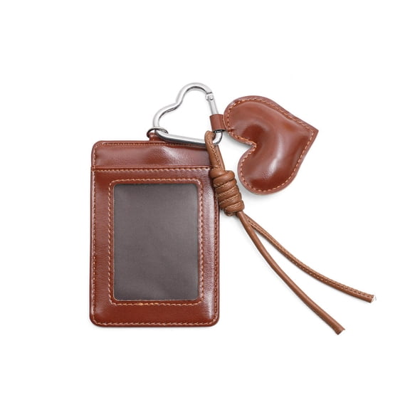 Cute Heart Pendant PU Leather 3-inch Photo Card Holder for Kpop Photocards & ID Cards