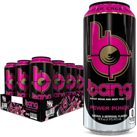 Bang Energy Drink with CoQ10 Creatine Power Punch (12 Drinks  16 Fl Oz. Each)