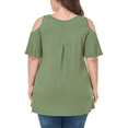 thumbnail image 7 of JuneFish Women's Plus Size Cold Shoulder Tunic Top Summer Short Sleeve Blouse, 7 of 7