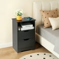thumbnail image 4 of Ktaxon Set of 2 NightStand with Charging Station BedsideTable with 2 Storage Drawers,End Side for Bedroom,Country Style Black, 4 of 10