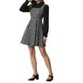 thumbnail image 4 of INSPIRE CHIC Women's Dress Tweed Plaid Sleeveless A-Line Pinafore Overall Dress L Black, 4 of 6
