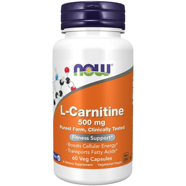 NOW Supplements, LCarnitine 500mg, Purest Form, Amino Acid, Fitness