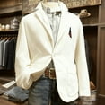 thumbnail image 2 of Men's Solid Color Corduroy Warm Pocket Suit Jacket Cardigan with Small Print for Casual and Smart Casual, Men's Casual Suit with Comfort and Style,White,XL, 2 of 4