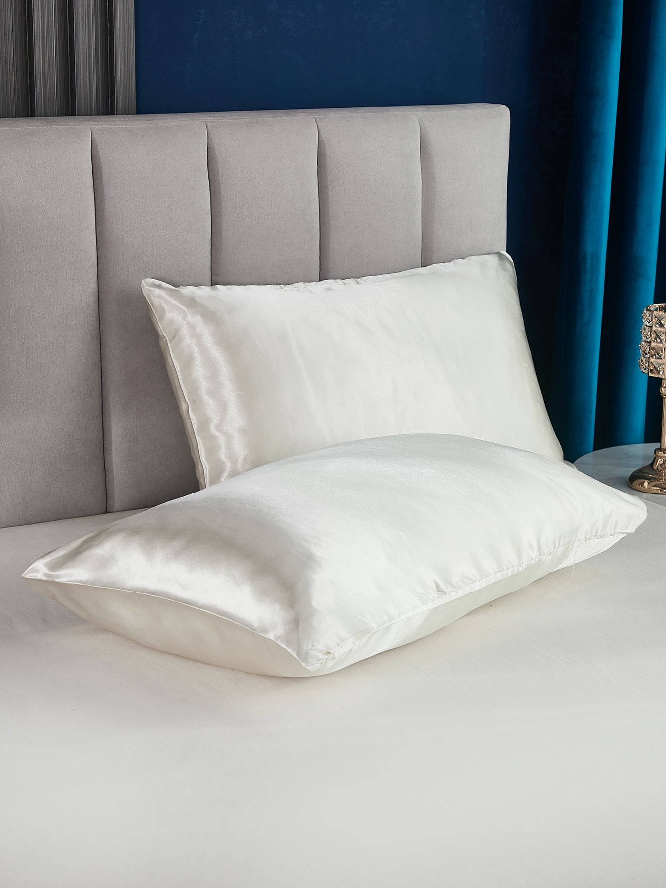 Move Over Taupe Satin Pillowcases King, Silk like Satin Pillow Cover Set of 2, Silky Microfiber Solid Pattern, 2 Pack