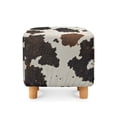 thumbnail image 2 of SCRAWLGOD Cow Print Brown Beige Stretch Ottoman Cover Square Stretch Ottoman Slipcovers Soft Storage Foot Rest Cover with Elastic Bottom Anti Dust Furniture Protector, 2 of 7
