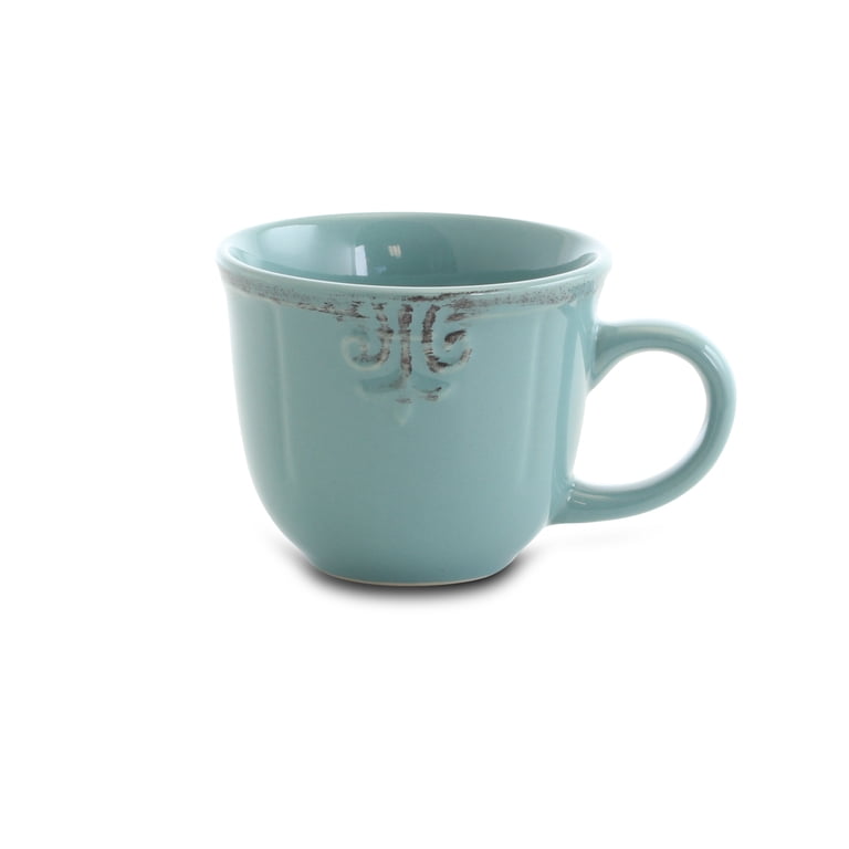 Elama Fleur De Lys 20-Piece Dinnerware Set, Turquoise photo 5