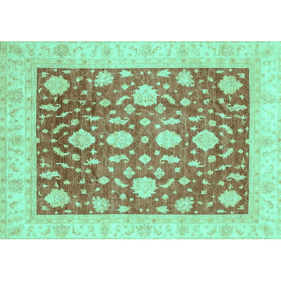 Ahgly Company Machine Washable Indoor Rectangle Oriental Turquoise Blue Traditional Area Rugs, 2' x 3'