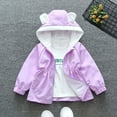 thumbnail image 2 of SGFCWSX Girls Hooded Jacket Kids Windproof Ruffle Zip Up Lightweight Fall Spring Outerwear Coat Purple Size 6-8 Years, 2 of 5