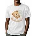 thumbnail image 6 of Sleeping Bear Men's T Shirts Cloud T-Shirt for Men Cute Cartoon Crew Neck Tees Cotton Tops, White, M, 6 of 7