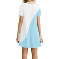 thumbnail image 5 of QLEICOM Women's Casual Color-Blocking Simple T-Shirt Loose Dress Summer Short Sleeve T Shirt Dresses Light Blue XXL(US Size: 12, 5 of 5