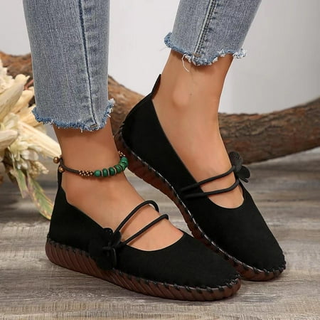 

Aueoeo Flats For Women Work Flats Women Plus Size Retro Lightweight Soft Sole Flower Set Mother Shoes Round Head Breathable Seam Breathable Shallow Mouth Slip-On Shoes Flats For Women On Clearance