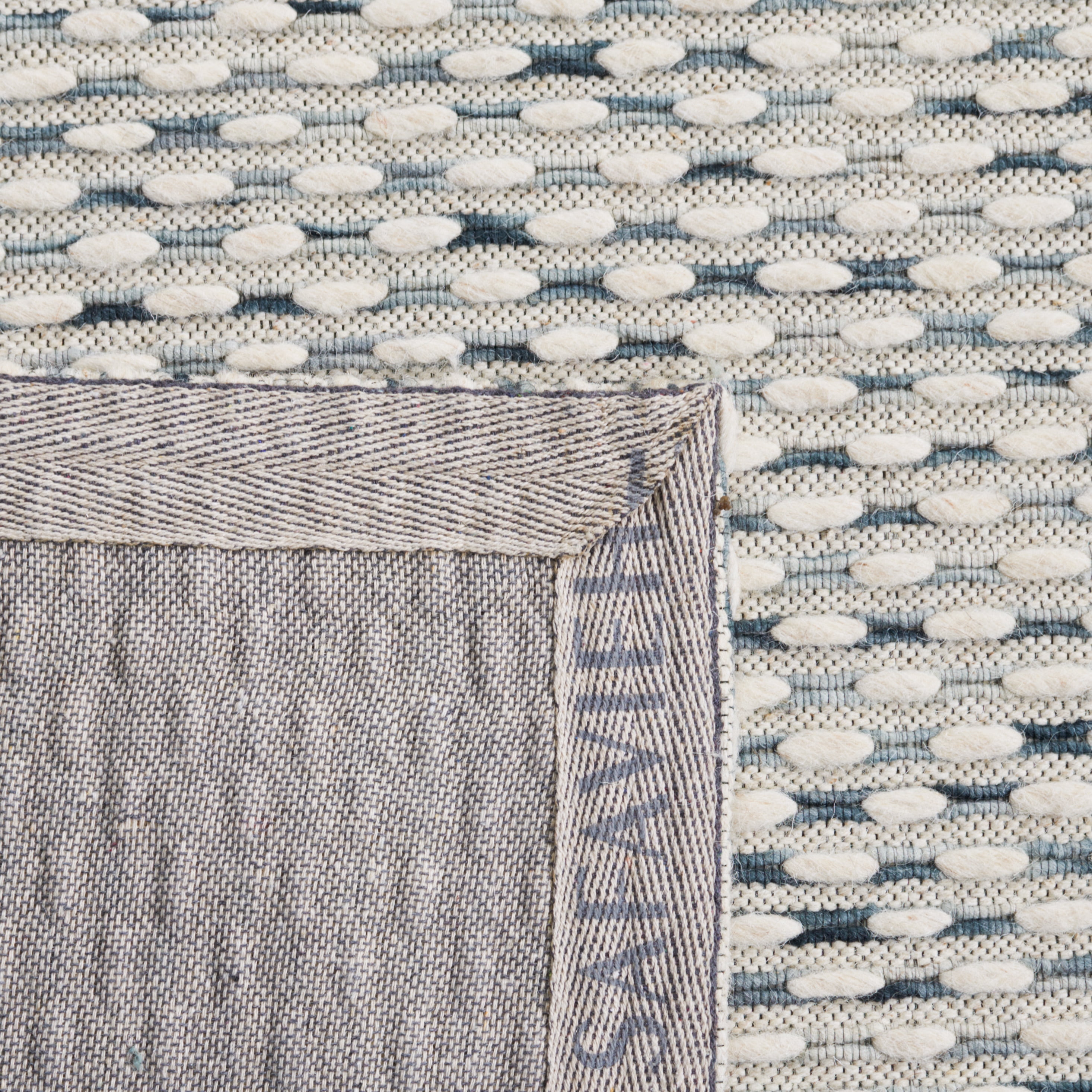 SAFAVIEH Marbella Frederick Striped Area Rug, Beige/Blue, 6' x 6' Square