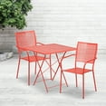 thumbnail image 2 of Flash Furniture Oia Commercial Grade 28" Square Coral Indoor-Outdoor Steel Folding Patio Table Set with 2 Square Back Chairs, 2 of 5