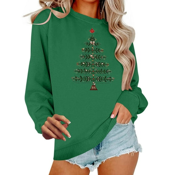 Women Christmas Top Funny Xmas Graphic Sweatshirts Christmas Sweater Trendy Pullover Tops Holiday Cozy Casual Oversized Sweatshirts