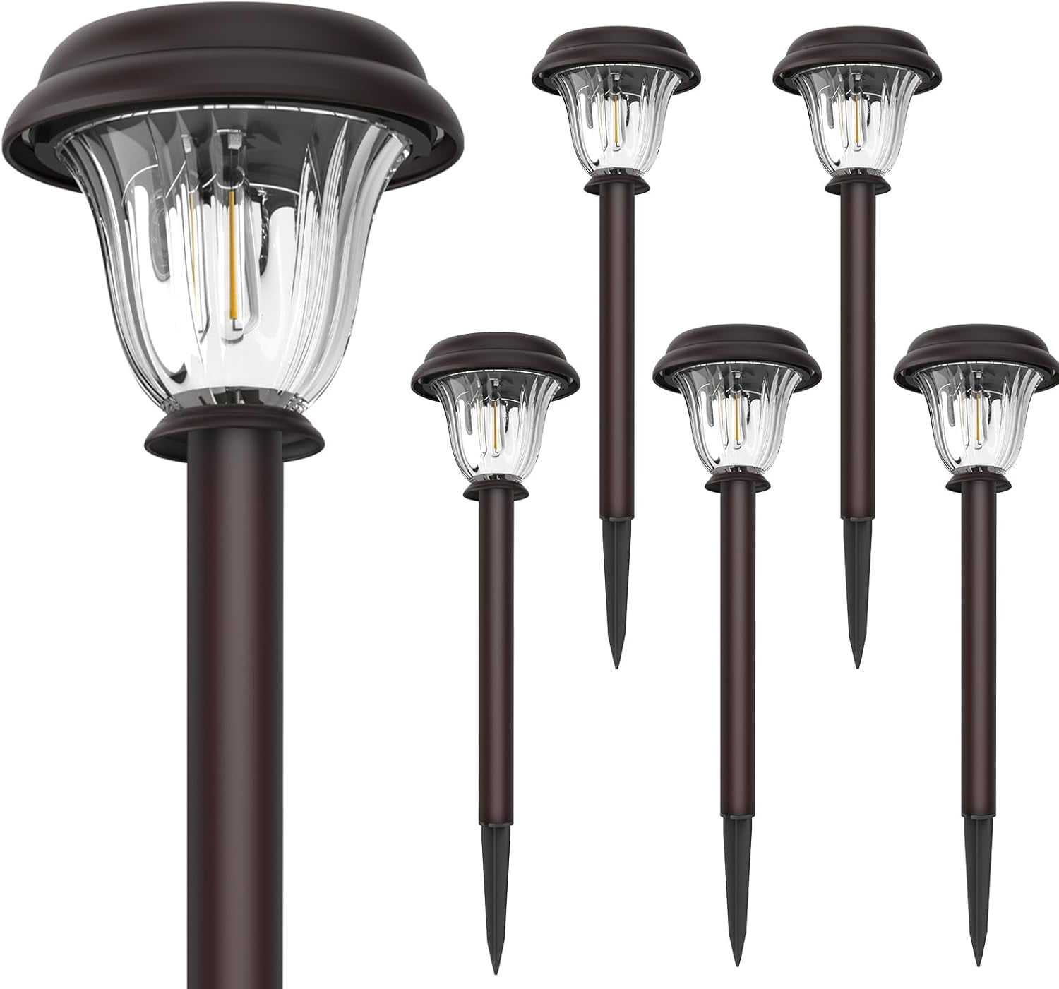 8 Pack Solar Lights Outdoor, Stainless Steel Glass Solar Pathway Lights, Auto On/Off Long-Lasting Waterproof Landscape Lighting for Garden, Landscape, Path, Yard, Warkway (Warm White)