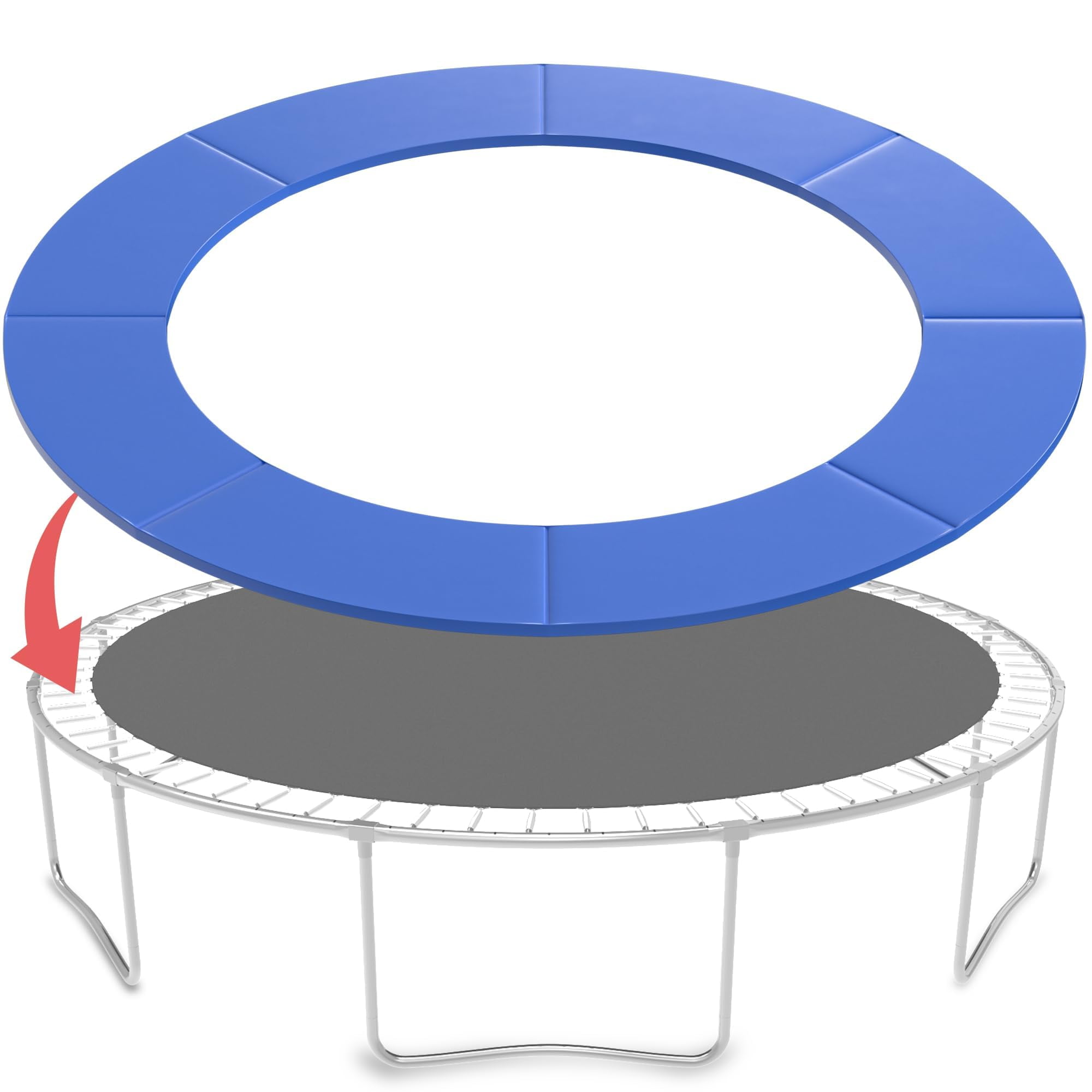 12FT Trampoline Safety Pad, Universal Replacement Trampoline Springs Cover, Trampoline Accessories Fits 12FT Frames, No Holes for Pole, Water-Resistant