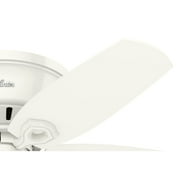 Hunter 42 inch Indoor Ceiling Fan with LED Lights - White Ceiling Fan with Pull Chain, For Bedroom, Living Room, or Kitchen, Low Profile Mount, No Remote, 5 Blades - Builder 51090, Snow White