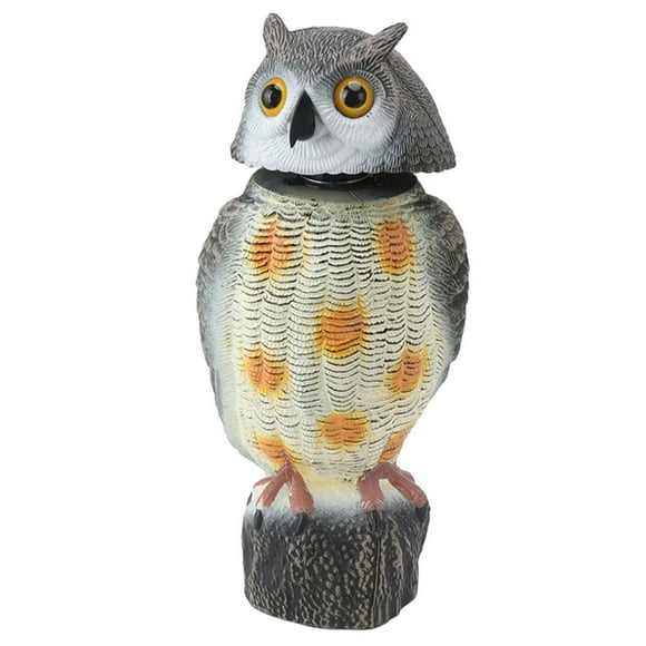 Owl Decoy to Scare Birds Squirrels Away Scarecrow Fake Owl Statue with 360 Rotating Head Garden Owls Birds Deterrents for Outdoor Garden Yard