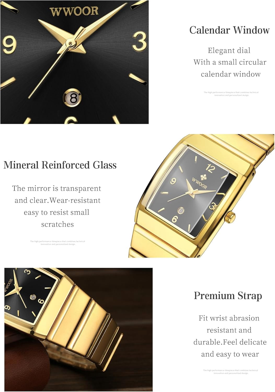 Square Watch for Men and Women - Stainless Steel With Date - Casual Men's Watches
