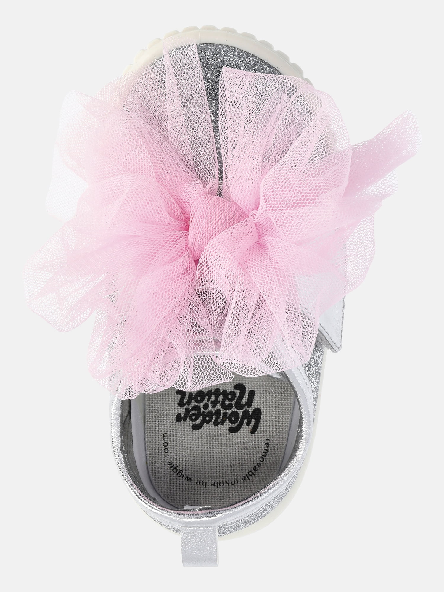 Wonder Nation Baby Girls Strap Bump Toe Tulle Bow Sneakers