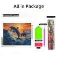 thumbnail image 2 of Two Dolphins Jump out Sea Sunset DIY 5D Diamond Art Painting by Number Kits for Adults Paint with Round Full Drill Diamond Gems Painting Art Craft for Home Wall Decor 15.8x19.8in, 2 of 8