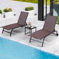 thumbnail image 1 of Yoleny Chaise Longue de Patio de 66 cm de Large avec Roulettes, Ensemble de 2 Chaises Longues de Piscine avec Dossier Réglable, Chaises Longues d'Extérieur en Textilène Imperméable avec Table d'Appoint pour Patio Ou Terrasse de Piscine, Brun, 1 of 7