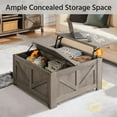 thumbnail image 5 of Lift Top Coffee Table, Square Farmhouse Coffee Table with Hidden Storage Compartment, Wood Center Table for Living Room, Home Office, Gray, 5 of 9