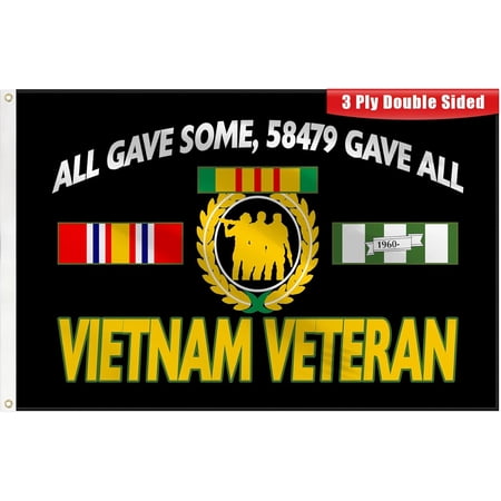 Lanola 3ply Vietnam Veteran Flag All Gave Some Gave All Flags 3x5 Ft Double Layers Heavy Duty Durable Large Flag Banner Outdoor Indoor Decorations with 2 Brass Grommets