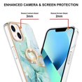 thumbnail image 3 of SaniMore for iPhone 13 6.1" 2021 Case with 360 Degree Rotating Metal Ring Shockproof TPU Backplane Marble Pattern Luxury Fashion Anti-drop Cover For iPhone 13, Green, 3 of 4