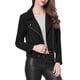 thumbnail image 2 of CHAQUETA DE MOTOCICLISTA Mujer Inspire Chic Suede Sintético Color Sólido Chaqueta con Cremallera Asimétrica XL Negro, 2 of 8