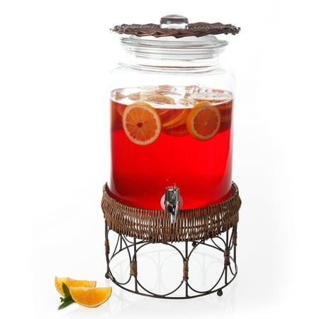 Gibson Home Springerville Gl Drink Dispenser With Brown Basket Gibson Home Springerville Gl Drink Dispenser With Brown Basket 1 58 Gallons