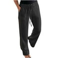 thumbnail image 5 of BVOFAR Women's Side Hollow Cotton Linen Summer Pants Elastic Waist Drawstring Lightweight Trousers Solid Color Lounge Pants with Pockets 2025, 5 of 9