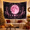 thumbnail image 3 of Pink Full Moon Within Black Lace, Roses and Bows, Dreamy Gothic for Dark Art Lovers, Lunar Wall Art, Halloween Gift, Tapestry Wall Hanging for Bedroom and Studio, 3 of 7