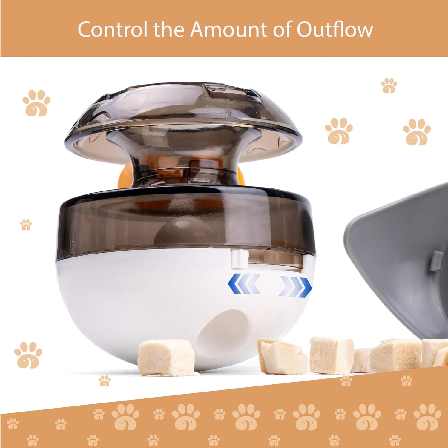 Cat Treat Puzzle Toy, Auto-Balancing Pet Food Dispenser - Brain Stimulating - Slow Feeder - Boredom Relief Kitten Toys, Interactive Training, Toy for Indoor Bored Cats (White, Sheep)