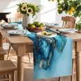 thumbnail image 2 of Table Runner Turquoise Gold Abstract Art Table Decoration for Kitchen Dinning Marble Texture Table Decoration for Indoor Outdoor Party Wedding Decor 13x90inch, 2 of 7