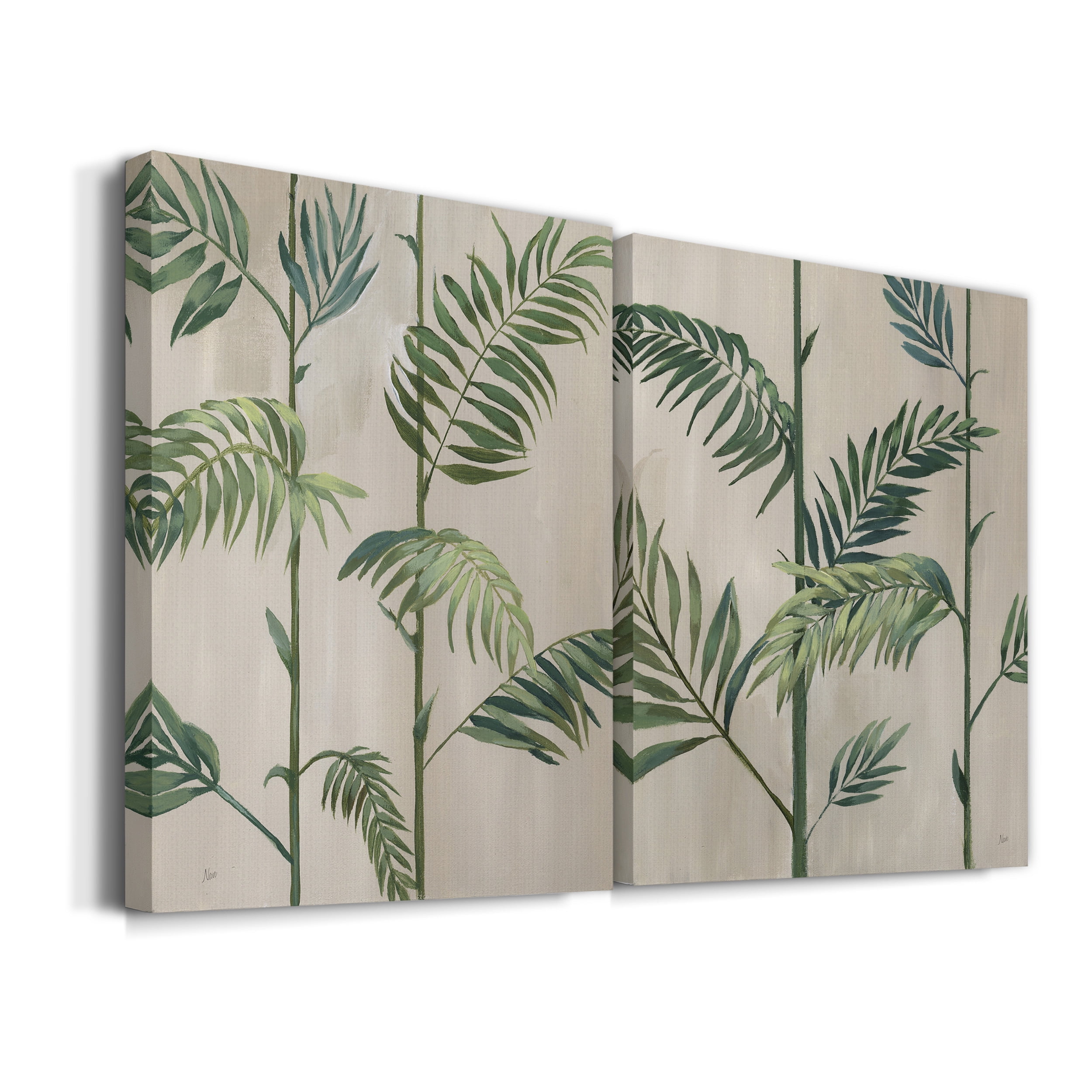 Modern Fronds II Premium Gallery Wrapped Canvas - Ready to Hang - Set of 2 - 12 x 18 Each